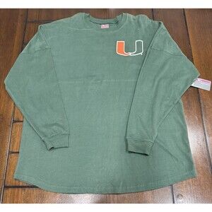 NWT Miami Hurricanes Green Spirit Jersey Long Sleeve Women's Plus Size XL 16/18